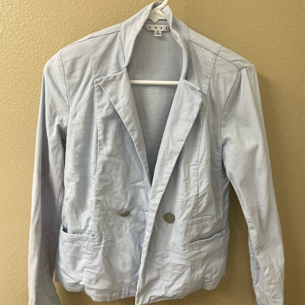 Women’s CAbi Light blue Tuxedo Jacket size 0